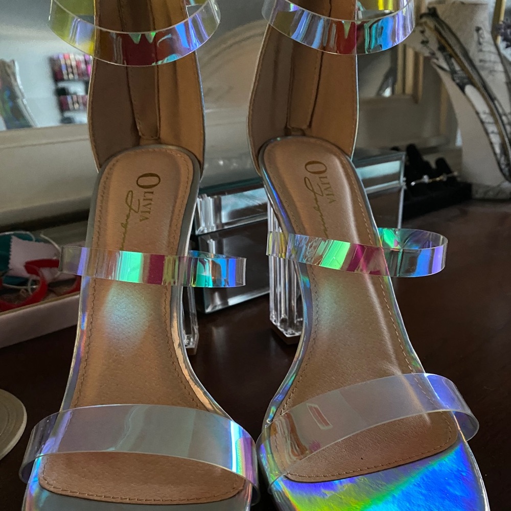 Iridescent block heels size 9